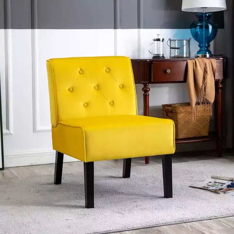 Fauteuil d'appoint Whisen 2 pièces en velours, fauteuil sans accoudoirs avec capitonnage à boutons et coussin en mousse haute densité de qualité supérieure