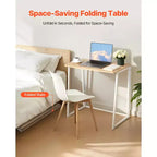 Bureau pliant VEVOR, table pliable de 80 cm pour petits espaces avec crochets de rangement, table d'ordinateur peu encombrante, poste de travail, chêne