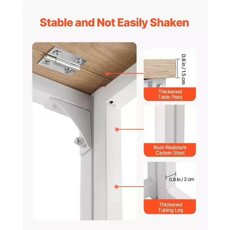 Bureau pliant VEVOR, table pliable de 80 cm pour petits espaces avec crochets de rangement, table d'ordinateur peu encombrante, poste de travail, chêne