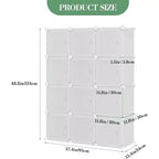 Organisateur de rangement 12 cubes avec portes, étagère modulaire en plastique pour chambre et salon, blanc