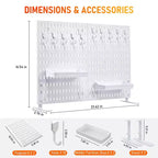 Kit Organisateur Mural en Panneau Perforé Métallique Robuste - Lot de 4 Panneaux avec 10 Crochets et 2 Supports, Acier Stable Résistant aux Rayures pour Garage Bureau Maison, Noir