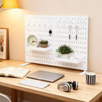Kit Organisateur Mural en Panneau Perforé Métallique Robuste - Lot de 4 Panneaux avec 10 Crochets et 2 Supports, Acier Stable Résistant aux Rayures pour Garage Bureau Maison, Noir