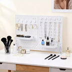 Kit Organisateur Mural en Panneau Perforé Métallique Robuste - Lot de 4 Panneaux avec 10 Crochets et 2 Supports, Acier Stable Résistant aux Rayures pour Garage Bureau Maison, Noir