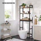 Meuble de rangement pour toilettes SONGMICS, organiseur de salle de bain 3 niveaux au-dessus des toilettes avec étagères réglables