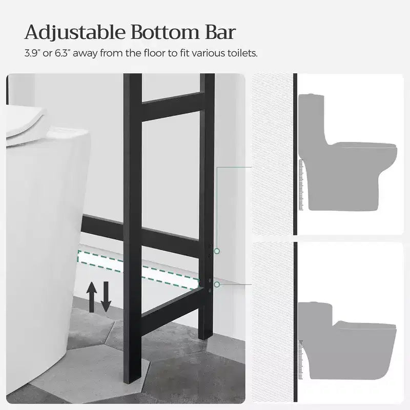 Meuble de rangement pour toilettes SONGMICS, organiseur de salle de bain 3 niveaux au-dessus des toilettes avec étagères réglables