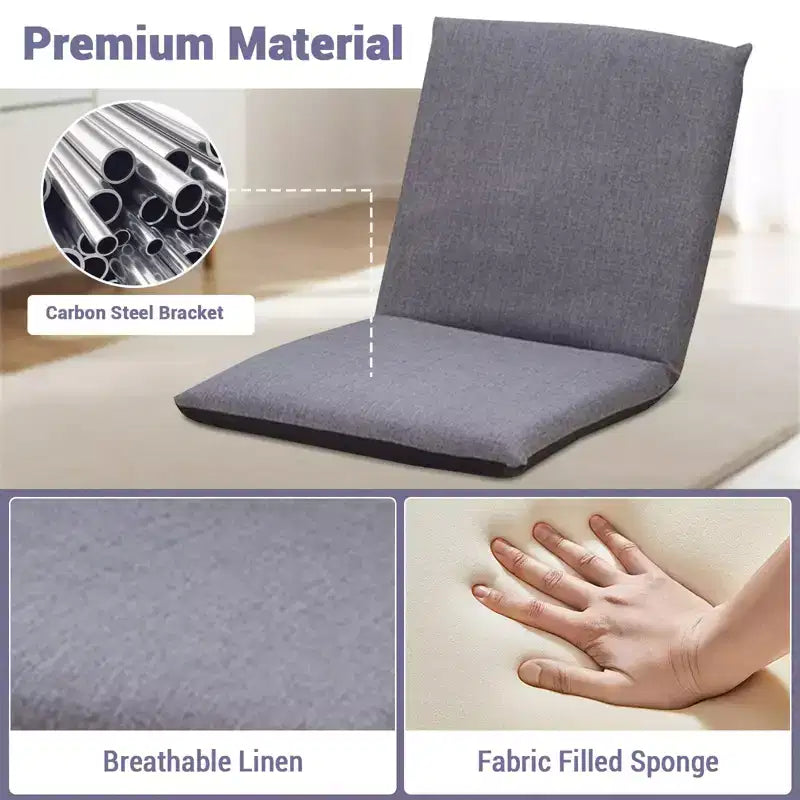 Fauteuil de relaxation pliable 83x41x17.5cm, 6 positions réglables, assise rembourrée en coton pour salon et terrasse