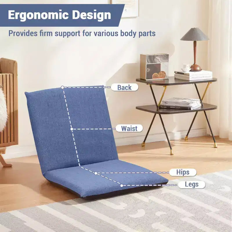 Fauteuil de relaxation pliable 83x41x17.5cm, 6 positions réglables, assise rembourrée en coton pour salon et terrasse