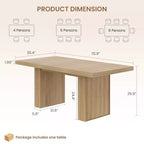 Table de salle à manger de 70,8 pouces, table de salle à manger moderne avec rangement, table de cuisine en bois avec pieds cannelés, table de cuisine rustique en bois