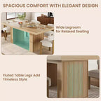 Table de salle à manger de 70,8 pouces, table de salle à manger moderne avec rangement, table de cuisine en bois avec pieds cannelés, table de cuisine rustique en bois