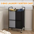 Panier de tri à linge robuste, 2 sacs amovibles de 40 L, grande capacité, roulettes verrouillables, panier à linge roulant peu encombrant pour vêtements sales