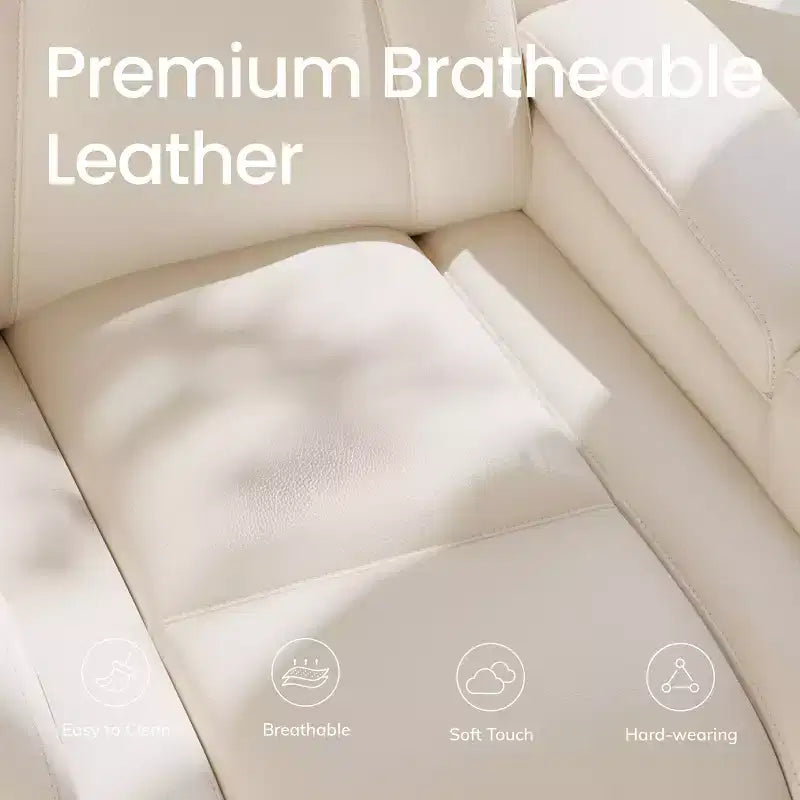Fauteuil inclinable électrique avec LED 7 couleurs, cuir véritable, double moteur et rangement dissimulé pour salon, bureau ou chambre
