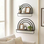 Étagère Murale Style Arc-en-ciel - Organisateur de Rangement Moderne en Bois et Métal pour la Décoration Intérieure - Lot de 2, 20, 16