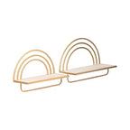 Étagère Murale Style Arc-en-ciel - Organisateur de Rangement Moderne en Bois et Métal pour la Décoration Intérieure - Lot de 2, 20, 16