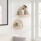 Étagère Murale Style Arc-en-ciel - Organisateur de Rangement Moderne en Bois et Métal pour la Décoration Intérieure - Lot de 2, 20, 16