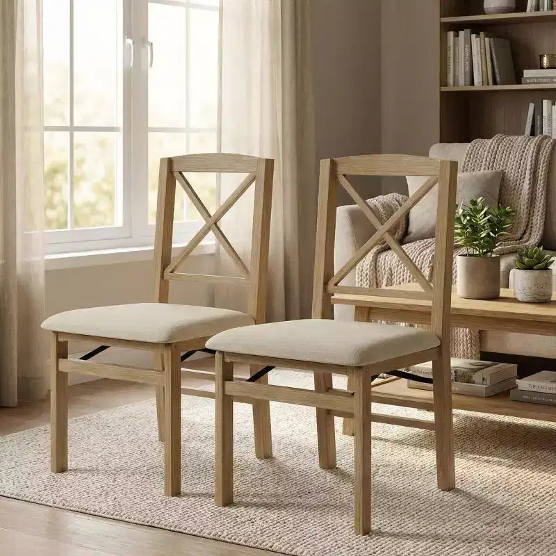 FurnitureR Lot de 2 chaises pliantes de salle à manger avec assise rembourrée, chaises pliantes pour cuisine, salle à manger, petit espace, chaises d'appoint peu encombrantes