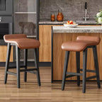Ensemble de tabourets de bar, tabourets de bar hauteur comptoir, chaises de bar rembourrées avec dossier bas, repose-pieds, tabourets de bar modernes industriels avec coussin en cuir PU