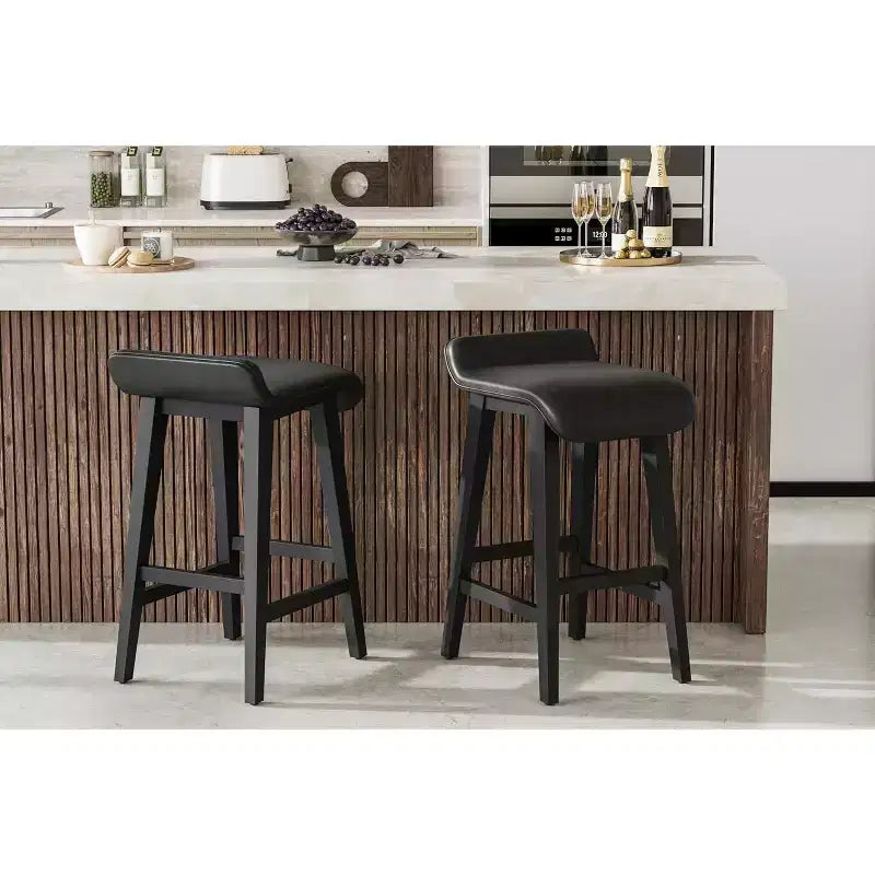 Ensemble de tabourets de bar, tabourets de bar hauteur comptoir, chaises de bar rembourrées avec dossier bas, repose-pieds, tabourets de bar modernes industriels avec coussin en cuir PU