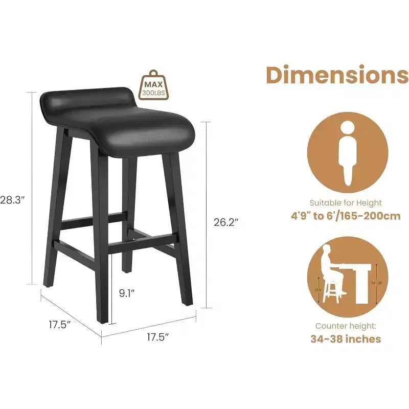 Ensemble de tabourets de bar, tabourets de bar hauteur comptoir, chaises de bar rembourrées avec dossier bas, repose-pieds, tabourets de bar modernes industriels avec coussin en cuir PU