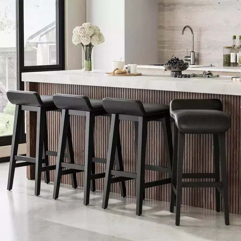 Ensemble de tabourets de bar, tabourets de bar hauteur comptoir, chaises de bar rembourrées avec dossier bas, repose-pieds, tabourets de bar modernes industriels avec coussin en cuir PU