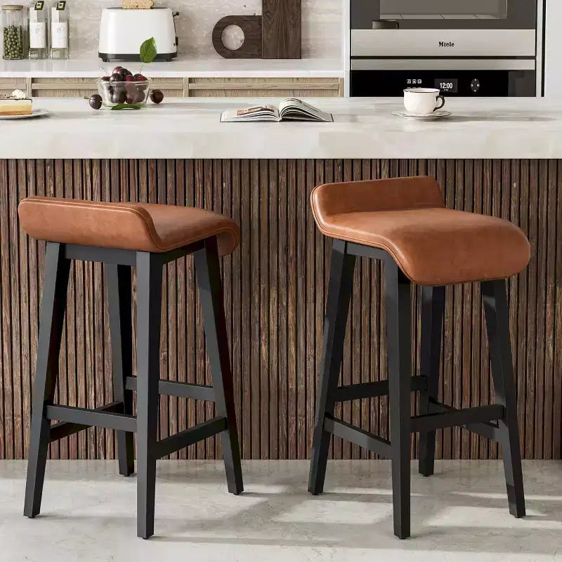 Ensemble de tabourets de bar, tabourets de bar hauteur comptoir, chaises de bar rembourrées avec dossier bas, repose-pieds, tabourets de bar modernes industriels avec coussin en cuir PU