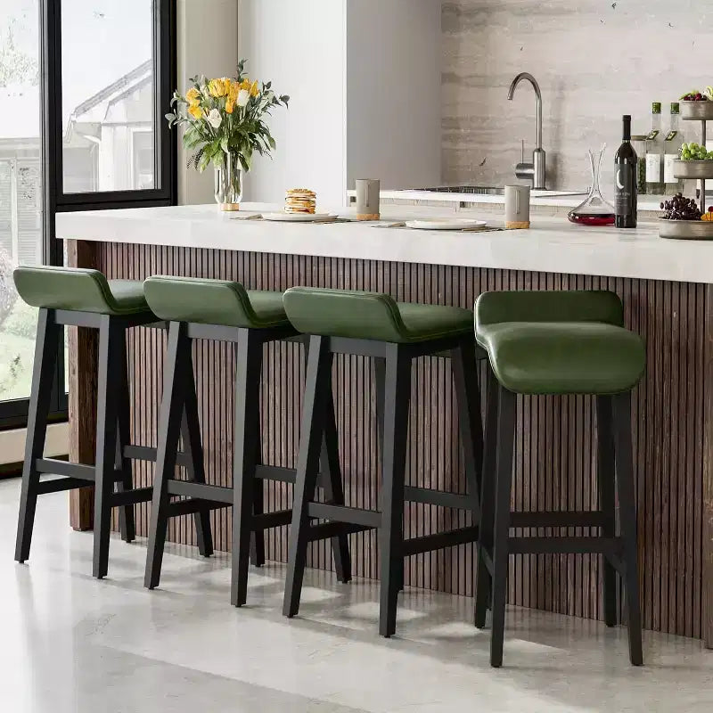 Ensemble de tabourets de bar, tabourets de bar hauteur comptoir, chaises de bar rembourrées avec dossier bas, repose-pieds, tabourets de bar modernes industriels avec coussin en cuir PU