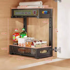 Organisateur sous évier à 2 niveaux, Organisateur de placard en métal à tiroirs coulissants, Rangement pour cuisine/salle de bain/placard