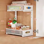 Organisateur sous évier à 2 niveaux, Organisateur de placard en métal à tiroirs coulissants, Rangement pour cuisine/salle de bain/placard
