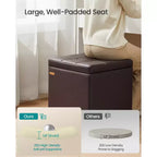 SONGMICS Pouf de rangement carré, tabouret repose-pieds avec pieds, pouf cube, 42,9 x 42,9 x 46 cm