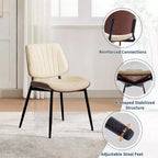 GustoWave Lot de 2 chaises de salle à manger modernes du milieu du siècle, assise en cuir PU, dossier en bois courbé noyer, pieds en métal, cuisine vintage, salle à manger, beige