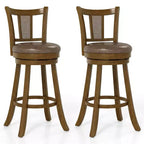 Costway Set of 2/4 Bar Stools 30 Swivel Bar Chairs with PE Rattan Backrest & Footrest