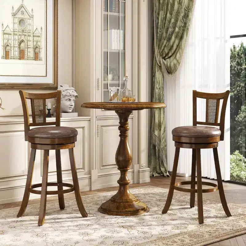 Costway Lot de 2/4 tabourets de bar pivotants de 76 cm avec dossier en rotin PE et repose-pieds