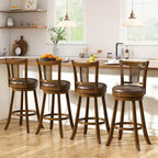 Costway Lot de 2/4 tabourets de bar pivotants de 76 cm avec dossier en rotin PE et repose-pieds