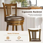 Costway Lot de 2/4 tabourets de bar pivotants de 76 cm avec dossier en rotin PE et repose-pieds