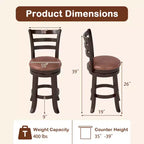 Costway Lot de 2/4 tabourets de bar pivotants de 66 cm avec dossier, siège en similicuir pour pub
