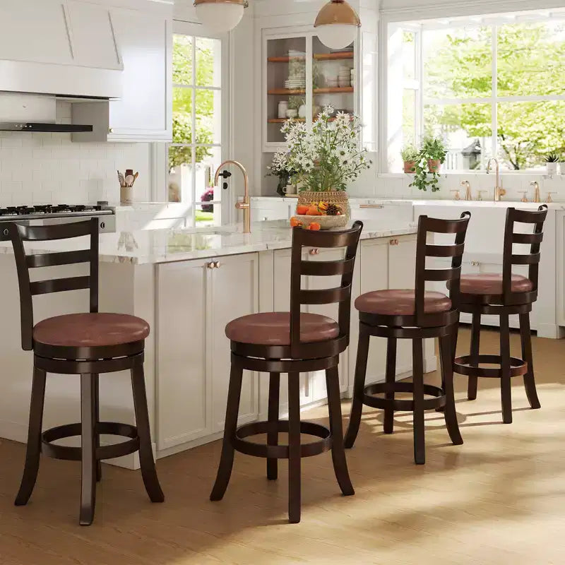 Costway Lot de 2/4 tabourets de bar pivotants de 66 cm avec dossier, siège en similicuir pour pub