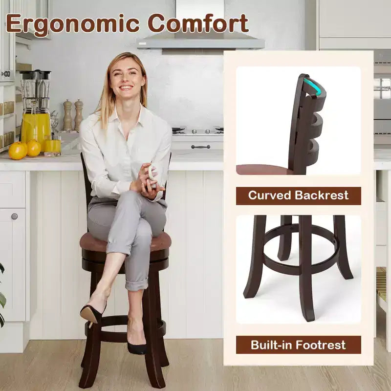 Costway Lot de 2/4 tabourets de bar pivotants de 66 cm avec dossier, siège en similicuir pour pub