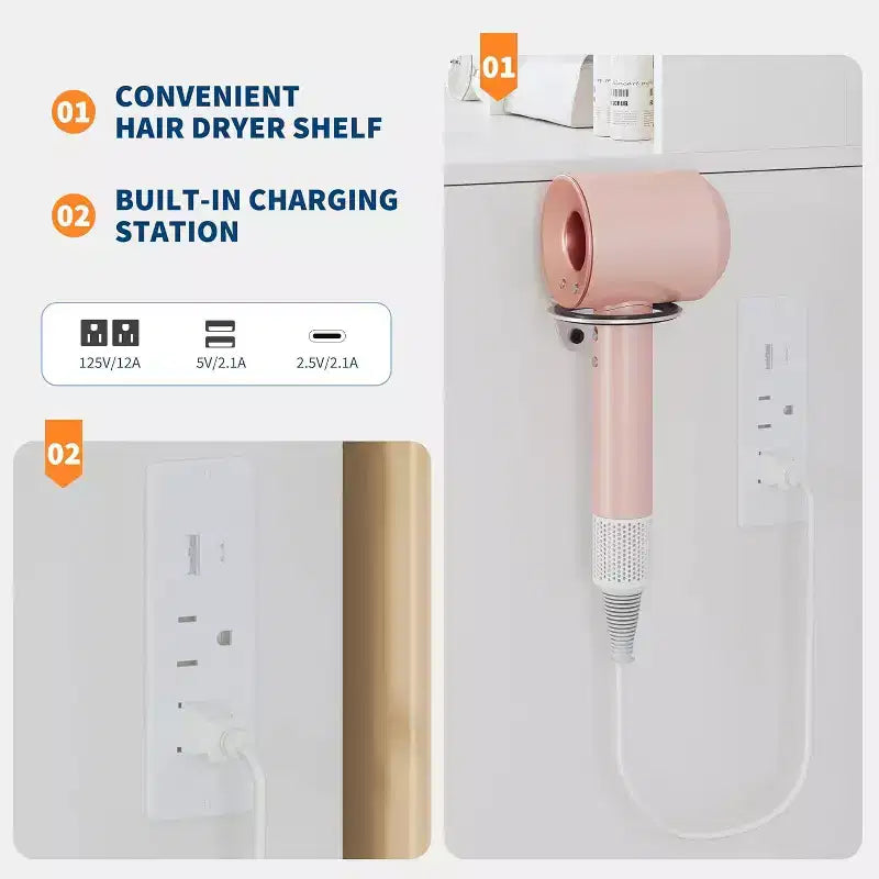 Coiffeuse avec miroir LED réglable, station de charge, tiroir et meuble de rangement, ensemble compact avec tabouret pour chambre et salon
