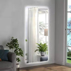 Miroir de courtoisie LED pleine longueur avec lumières, 3 modes de couleur à intensité variable, installation au sol ou murale, miroir de maquillage moderne pour chambre à coucher-Panipeachy