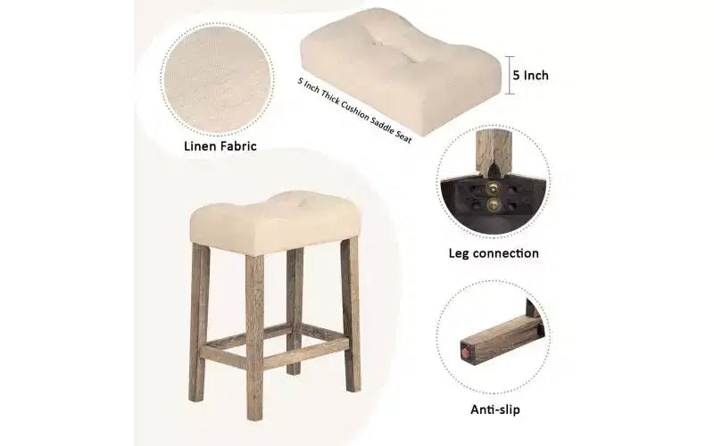 Ensemble de table de bar 4 pièces FurnitureR avec 3 tabourets rembourrés, ensemble de salle à manger hauteur comptoir avec chargement USB, bar de cuisine peu encombrant pour petits espaces