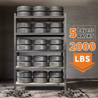 Étagères de rangement robustes à 5 niveaux, unité de rayonnage de garage en métal réglable, 183 cm de hauteur, capacité de 1000 kg