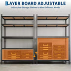 Étagères de rangement robustes à 5 niveaux, unité de rayonnage de garage en métal réglable, 183 cm de hauteur, capacité de 1000 kg