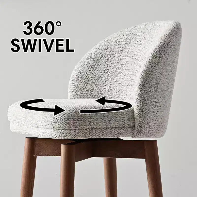Ensemble de 2 tabourets de comptoir pivotants modernes avec siège rembourré, chaises d'îlot de cuisine ou de bar à domicile rotatives à 360° avec pieds en bois massif-Panipeachy
