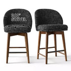 Ensemble de 2 tabourets de comptoir pivotants modernes avec siège rembourré, chaises d'îlot de cuisine ou de bar à domicile rotatives à 360° avec pieds en bois massif-Panipeachy
