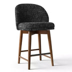 Ensemble de 2 tabourets de comptoir pivotants modernes avec siège rembourré, chaises d'îlot de cuisine ou de bar à domicile rotatives à 360° avec pieds en bois massif-Panipeachy
