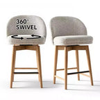 Ensemble de 2 tabourets de comptoir pivotants modernes avec siège rembourré, chaises d'îlot de cuisine ou de bar à domicile rotatives à 360° avec pieds en bois massif-Panipeachy