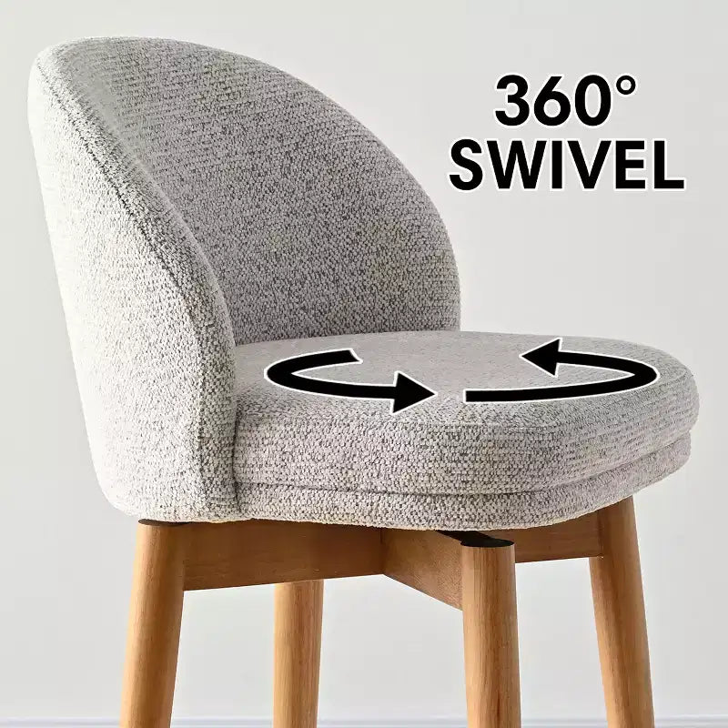 Ensemble de 2 tabourets de comptoir pivotants modernes avec siège rembourré, chaises d'îlot de cuisine ou de bar à domicile rotatives à 360° avec pieds en bois massif-Panipeachy
