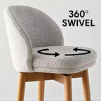 Ensemble de 2 tabourets de comptoir pivotants modernes avec siège rembourré, chaises d'îlot de cuisine ou de bar à domicile rotatives à 360° avec pieds en bois massif-Panipeachy