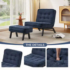 Fauteuil d'appoint Bestier avec dossier réglable, fauteuil de salon capitonné avec pouf, fauteuil inclinable rembourré pour salle de lecture
