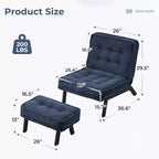Fauteuil d'appoint Bestier avec dossier réglable, fauteuil de salon capitonné avec pouf, fauteuil inclinable rembourré pour salle de lecture
