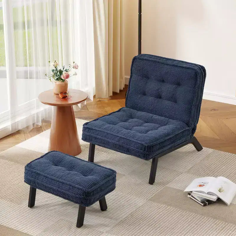 Fauteuil d'appoint Bestier avec dossier réglable, fauteuil de salon capitonné avec pouf, fauteuil inclinable rembourré pour salle de lecture